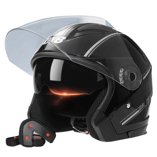 Casca Moto/Scuter FIXATO Italia, Viziera Dubla, Protectie UV, marime universala 56-62cm, Neagra [1]