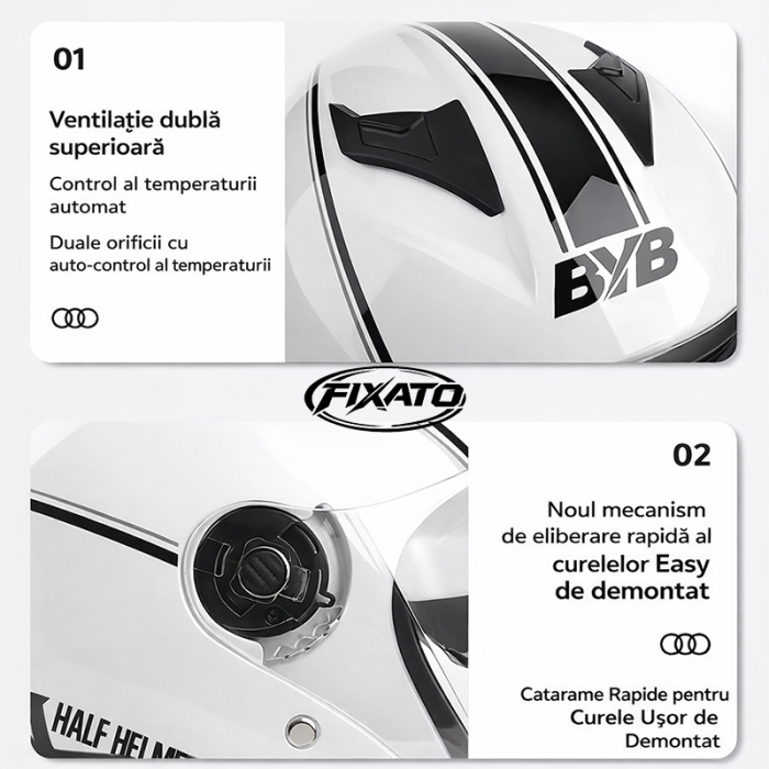 Casca Moto/Scuter FIXATO Italia, Viziera Dubla, Protectie UV, Marime universala 57-61cm, Alb [6]