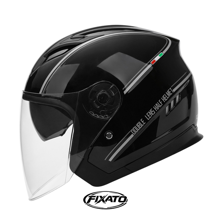 Casca Moto/Scuter FIXATO Italia, Viziera Dubla, Protectie UV, Marime universala 57-61cm, Negru [2]