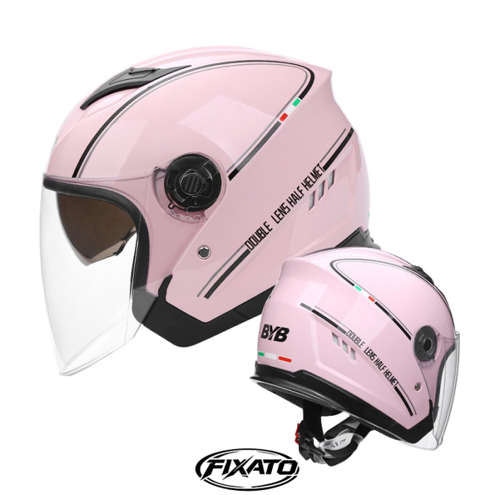 Casca Moto/Scuter FIXATO Italia, Viziera Dubla, Protectie UV, Marime universala 57-61cm, Roz [2]