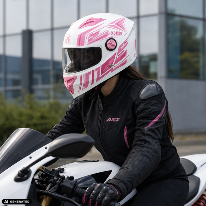Casca Moto/Scuter FIXATO Phantom, Protectie UV, Viziera Dubla, Ventilatie buna si permeabilitate la aer, Marime universala 59-62 cm, Alb Roz [3]