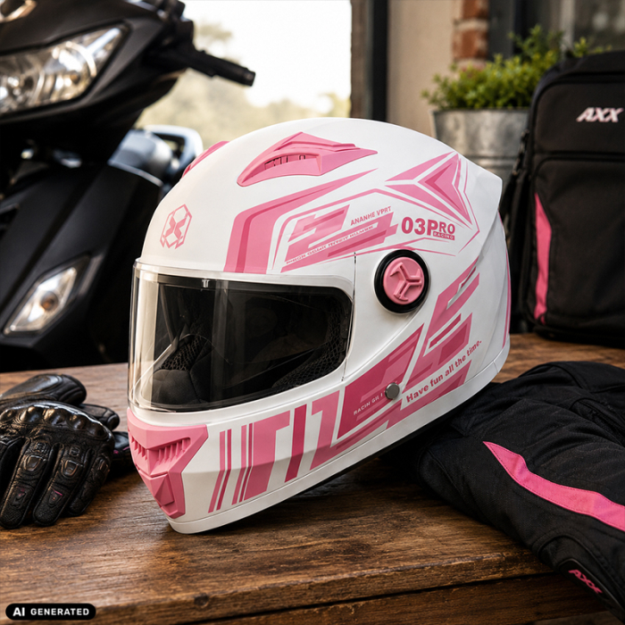 Casca Moto/Scuter FIXATO Phantom, Protectie UV, Viziera Dubla, Ventilatie buna si permeabilitate la aer, Marime universala 59-62 cm, Alb Roz [4]