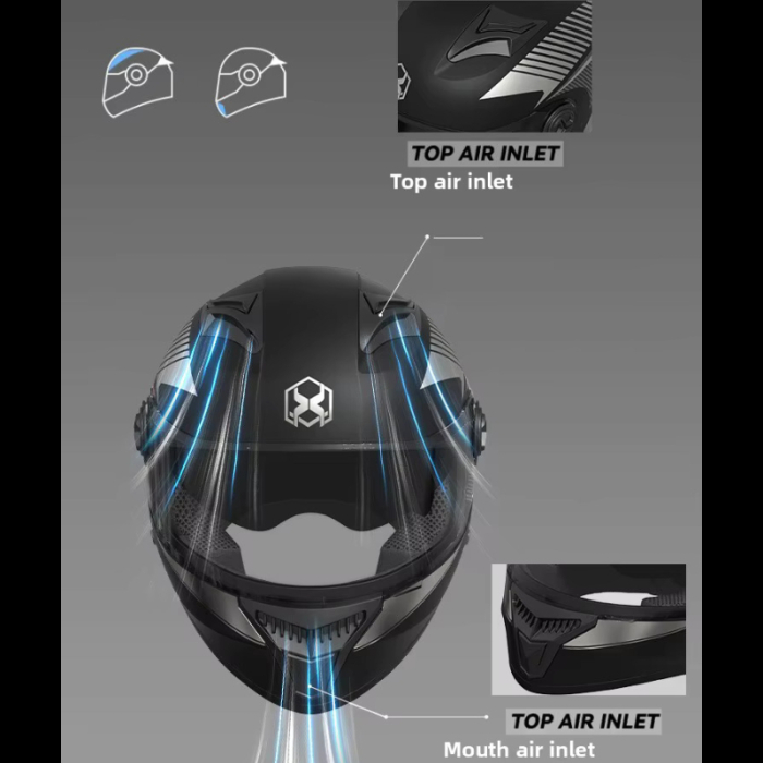 Casca Moto/Scuter FIXATO Phantom, Protectie UV, Viziera Dubla, Ventilatie buna si permeabilitate la aer, Negru Argintiu, Marime universala 57-62 cm [2]