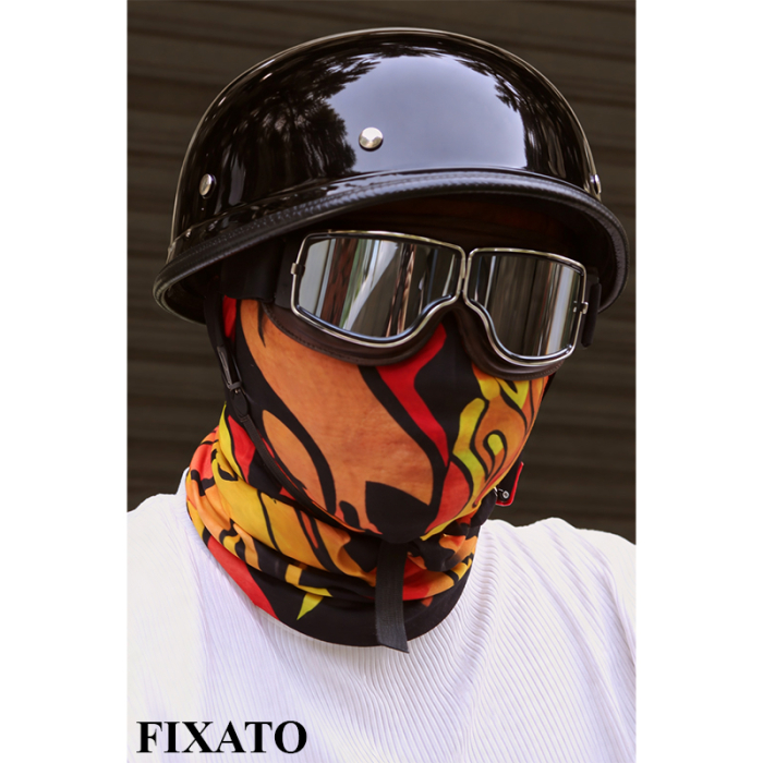 Casca Moto/Scuter FIXATO Retro German, Interior Confortabil, Prindere rapida, Negru Lucios, Marime XL 61-62cm [2]