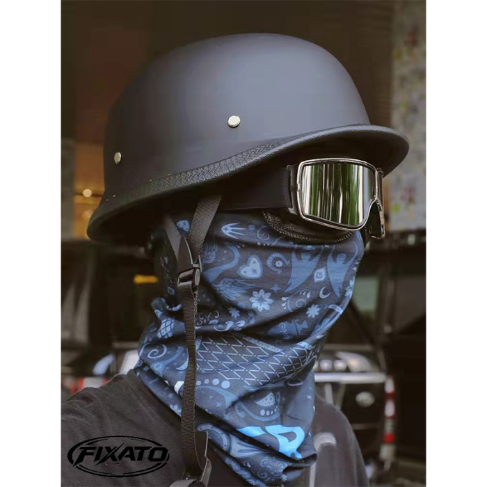 Casca Moto/Scuter FIXATO Retro German, Interior Confortabil, Prindere rapida, Negru Mat [2]