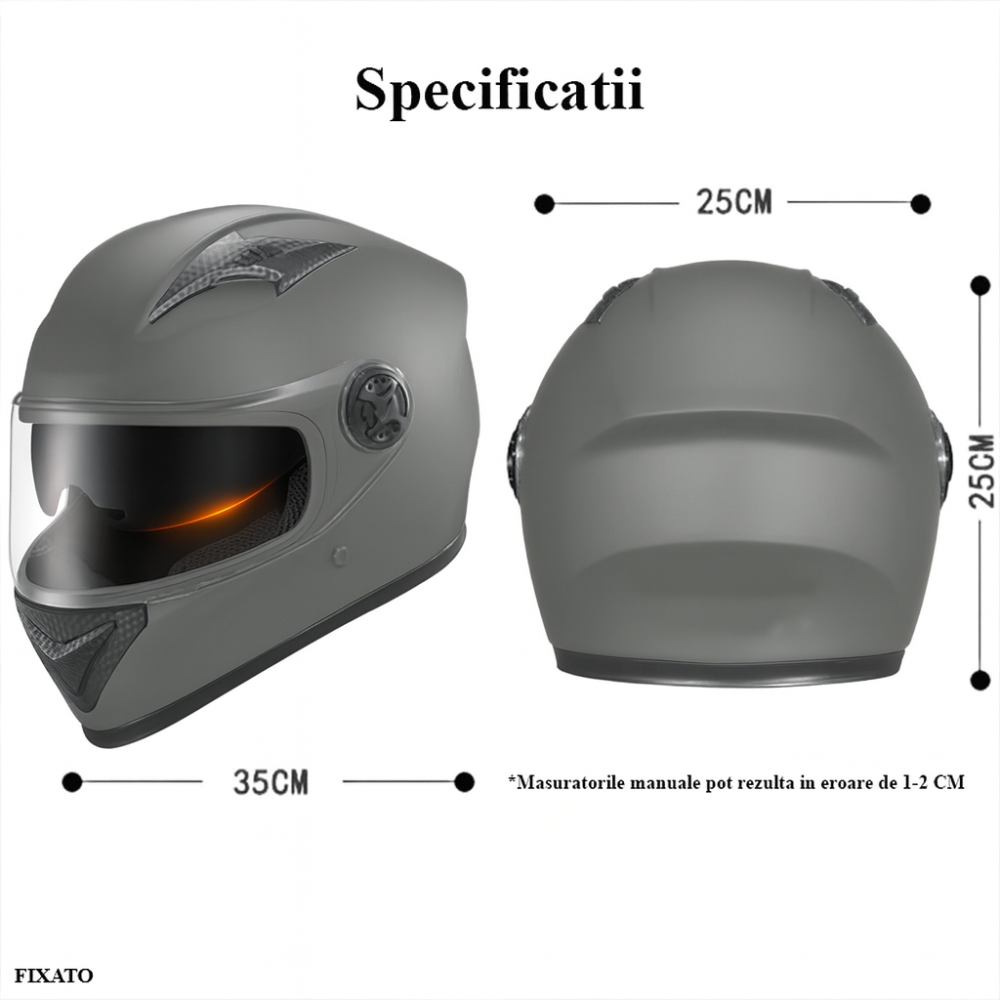 Casca Moto/Scuter FIXATO Ultra, Protectie UV, Viziera Dubla, Ventilatie buna si permeabilitate la aer, Esarfa de iarna detasabila, Gri, Marime universala 54-62 cm [2]