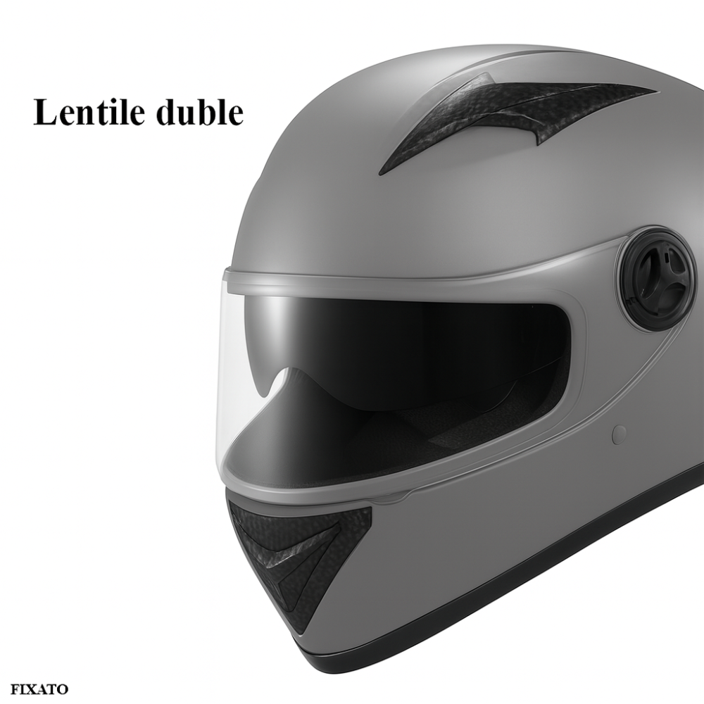 Casca Moto/Scuter FIXATO Ultra, Protectie UV, Viziera Dubla, Ventilatie buna si permeabilitate la aer, Esarfa de iarna detasabila, Gri, Marime universala 54-62 cm [3]