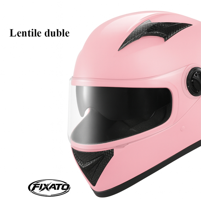 Casca Moto/Scuter FIXATO Ultra, Protectie UV, Viziera Dubla, Ventilatie buna si permeabilitate la aer, Esarfa de iarna detasabila, Marime universala 59-62 cm, Roz [6]