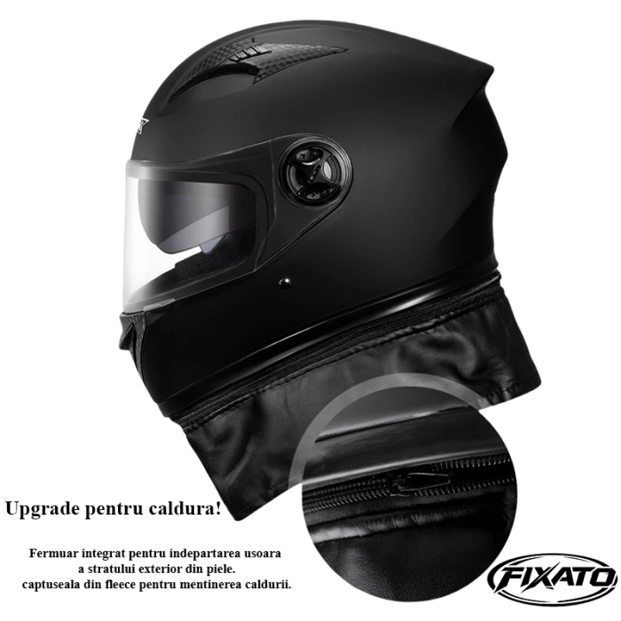 Casca Moto/Scuter FIXATO Ultra, Protectie UV, Viziera Dubla, Ventilatie buna si permeabilitate la aer, Esarfa de iarna detasabila, Marime universala 59-62 cm, Negru [5]