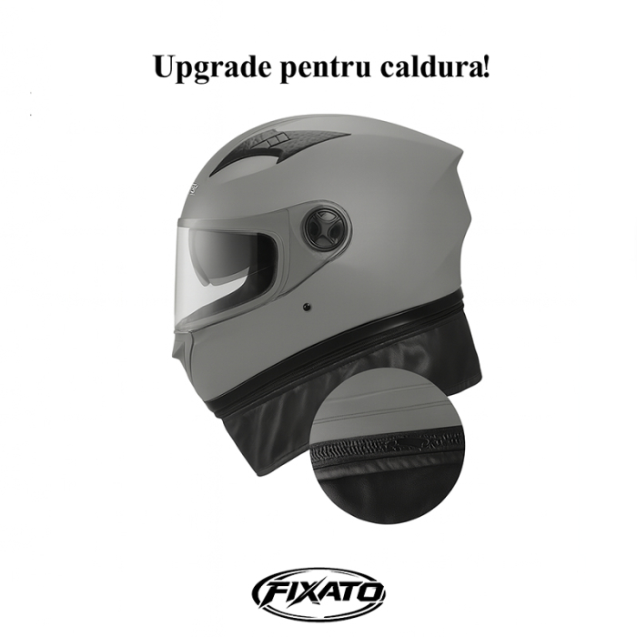 Casca Moto/Scuter FIXATO Ultra, Protectie UV, Viziera Dubla, Ventilatie buna si permeabilitate la aer, Esarfa de iarna detasabila, Marime universala 59-62 cm, Gri [5]