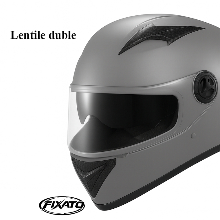 Casca Moto/Scuter FIXATO Ultra, Protectie UV, Viziera Dubla, Ventilatie buna si permeabilitate la aer, Esarfa de iarna detasabila, Marime universala 59-62 cm, Gri [6]