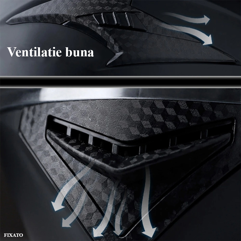 Casca Moto/Scuter FIXATO Ultra, Protectie UV, Viziera Dubla, Ventilatie buna si permeabilitate la aer, Esarfa de iarna detasabila, Negru lucios, Marime universala 54-62 cm [5]