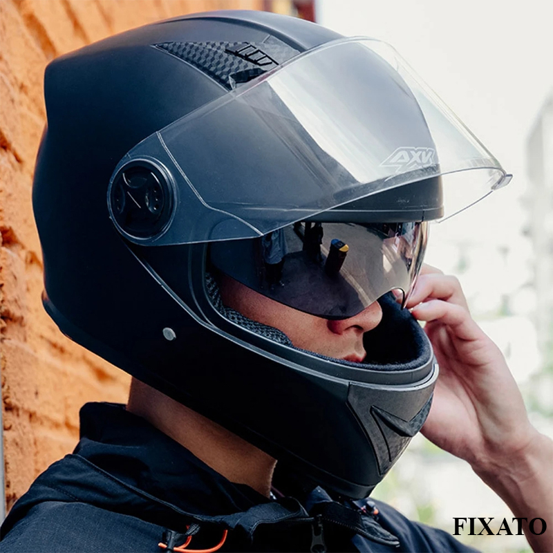 Casca Moto/Scuter FIXATO Ultra, Protectie UV, Viziera Dubla, Ventilatie buna si permeabilitate la aer, Esarfa de iarna detasabila, Negru lucios, Marime universala 54-62 cm [7]