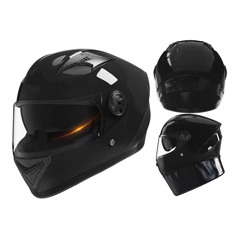 Casca Moto/Scuter FIXATO Ultra, Protectie UV, Viziera Dubla, Ventilatie buna si permeabilitate la aer, Esarfa de iarna detasabila, Negru lucios, Marime universala 54-62 cm [1]