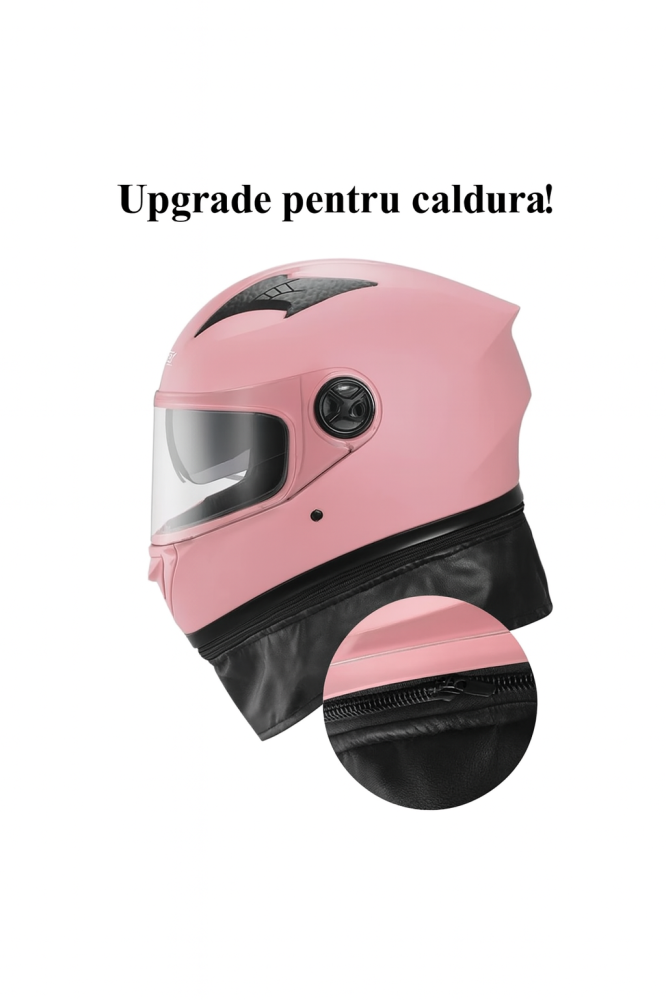 Casca Moto/Scuter FIXATO Ultra, Protectie UV, Viziera Dubla, Ventilatie buna si permeabilitate la aer, Esarfa de iarna detasabila, Roz, Marime universala 54-62 cm [4]