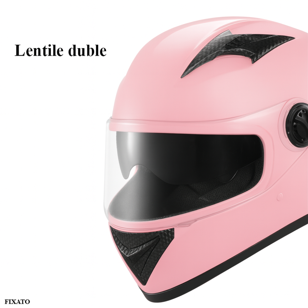 Casca Moto/Scuter FIXATO Ultra, Protectie UV, Viziera Dubla, Ventilatie buna si permeabilitate la aer, Esarfa de iarna detasabila, Roz, Marime universala 54-62 cm [3]