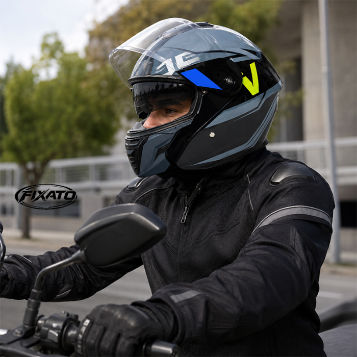 Casca Moto/Scuter Flip-Up FIXATO Nova, Viziera Dubla, Protectie UV, Albastru, M 57-58cm [2]