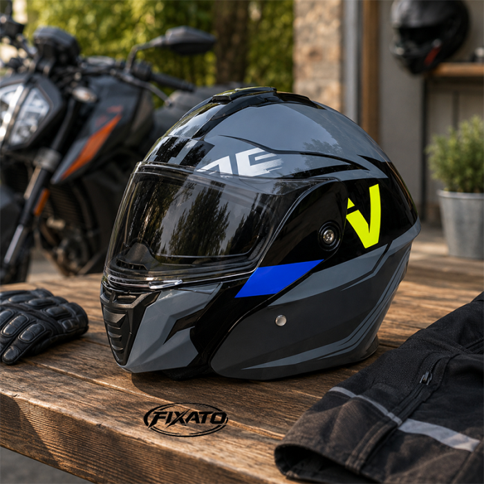 Casca Moto/Scuter Flip-Up FIXATO Nova, Viziera Dubla, Protectie UV, Albastru, M 57-58cm [5]