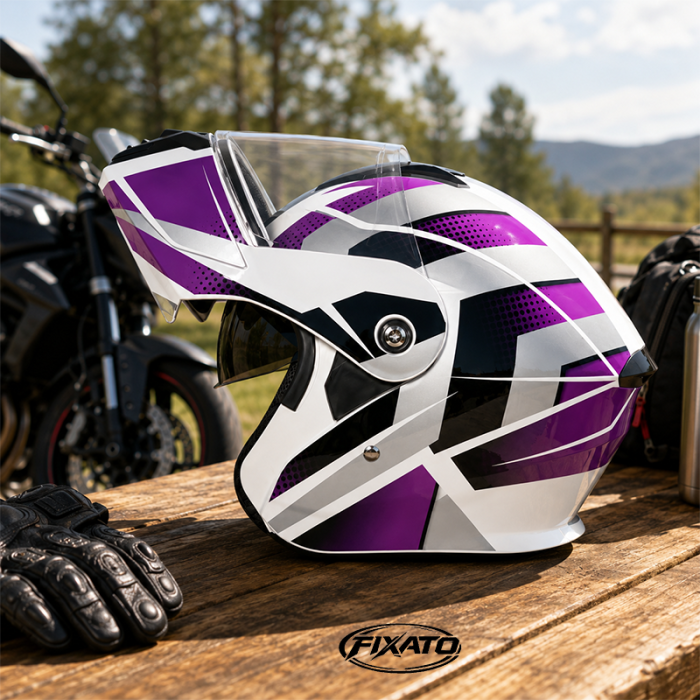 Casca Moto/Scuter Flip-Up FIXATO Nova, Viziera Dubla, Protectie UV, Mov, M 57-58cm [5]