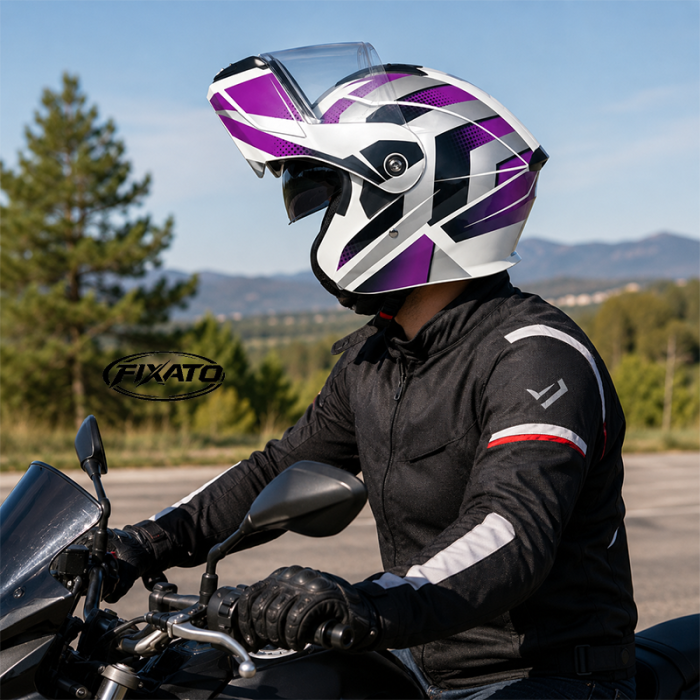 Casca Moto/Scuter Flip-Up FIXATO Nova, Viziera Dubla, Protectie UV, Mov, M 57-58cm [6]