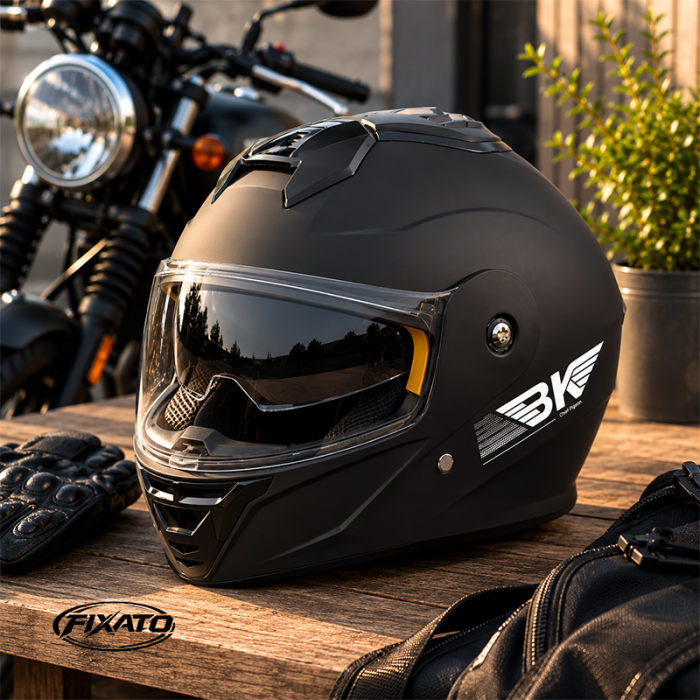 Casca Moto/Scuter Flip-Up FIXATO Nova, Viziera Dubla, Protectie UV, Negru Mat, M 57-58cm [5]