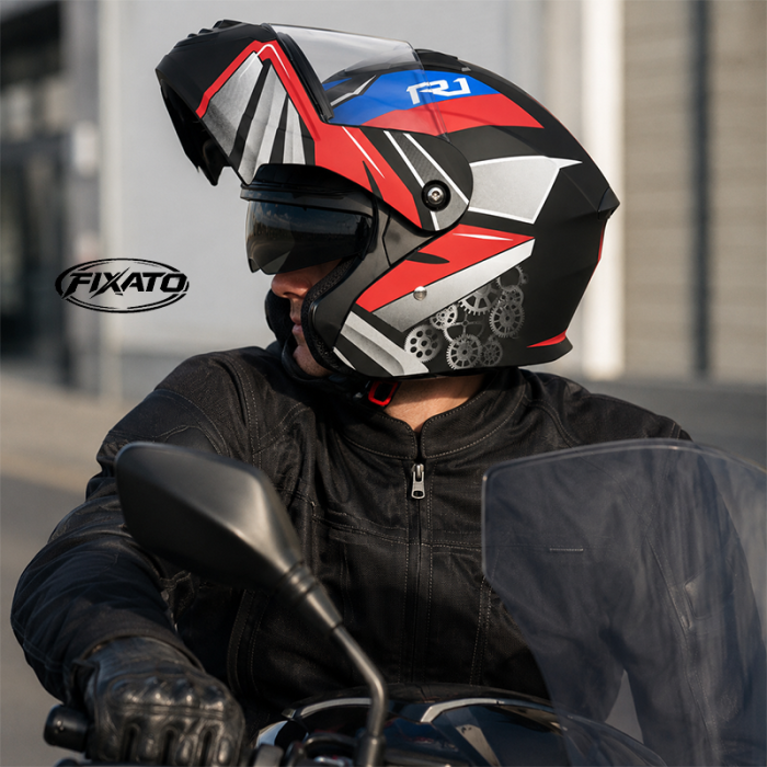 Casca Moto/Scuter Flip-Up FIXATO Nova, Viziera Dubla, Protectie UV, Rosu, M 57-58cm [2]