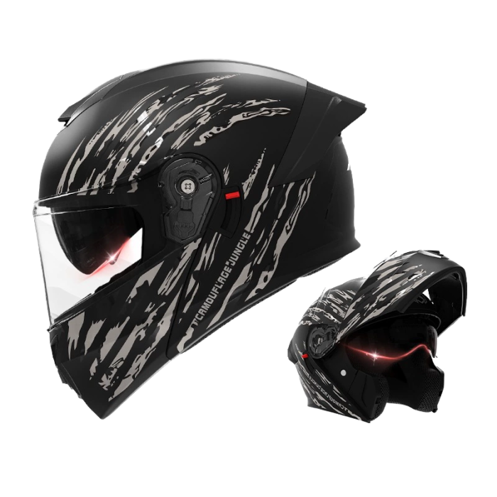 Casca Moto/Scuter Flip-Up FIXATO Viper, Viziera Dubla, Protectie UV, Modulabila, Negru Camo, Marime 57-59cm [5]