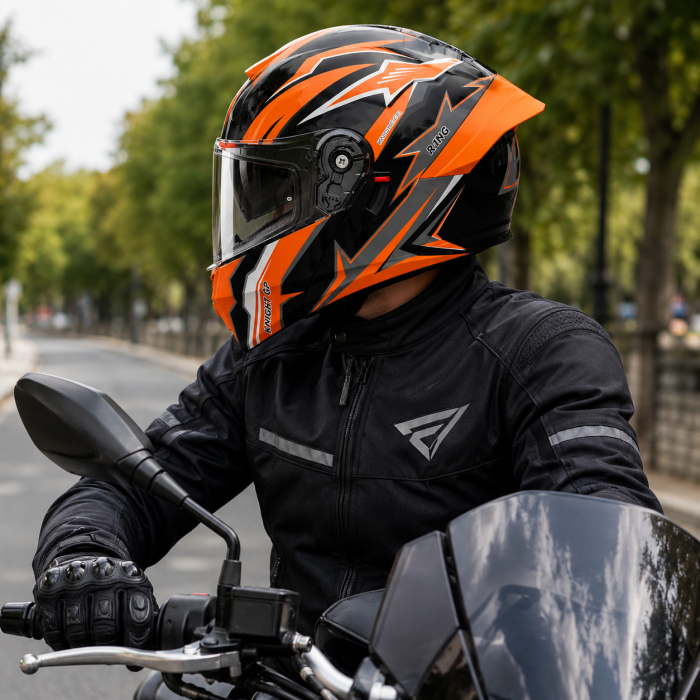 Casca Moto/Scuter Flip-Up FIXATO Viper, Viziera Dubla, Protectie UV, Modulabila, Portocaliu, Marime 57-59cm [4]
