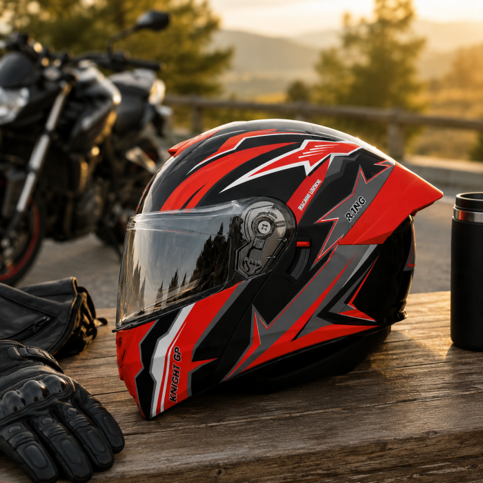 Casca Moto/Scuter Flip-Up FIXATO Viper, Viziera Dubla, Protectie UV, Modulabila, Rosu, Marime 57-59cm [4]