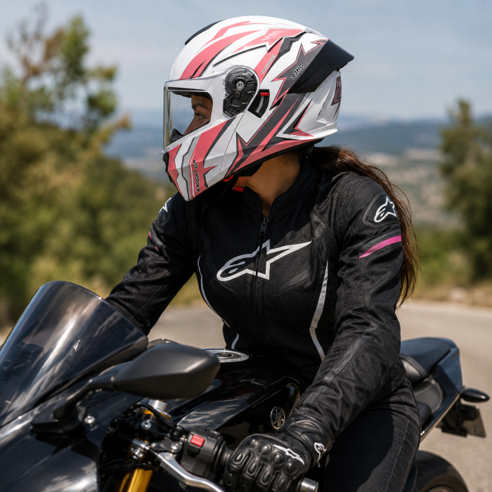 Casca Moto/Scuter Flip-Up FIXATO Viper, Viziera Dubla, Protectie UV, Modulabila, Roz, Marime 57-59cm [4]
