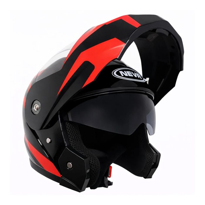 Casca Moto/Scuter Flip-Up FIXATO, Viziera Dubla, Protectie UV, Negru cu Rosu, L 59-60cm [7]