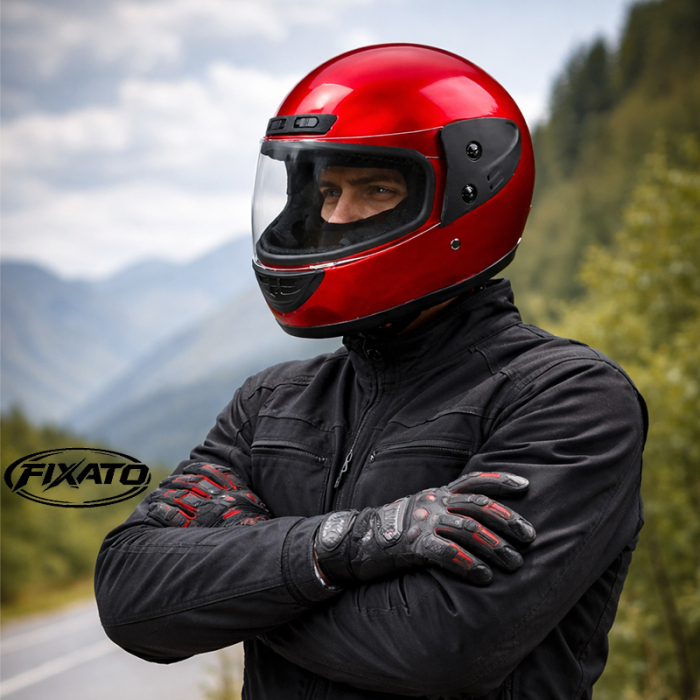 Casca Moto/Scuter Full Face FIXATO, Viziera Detasabila, Marime Universala 59-62cm, Rosu [6]