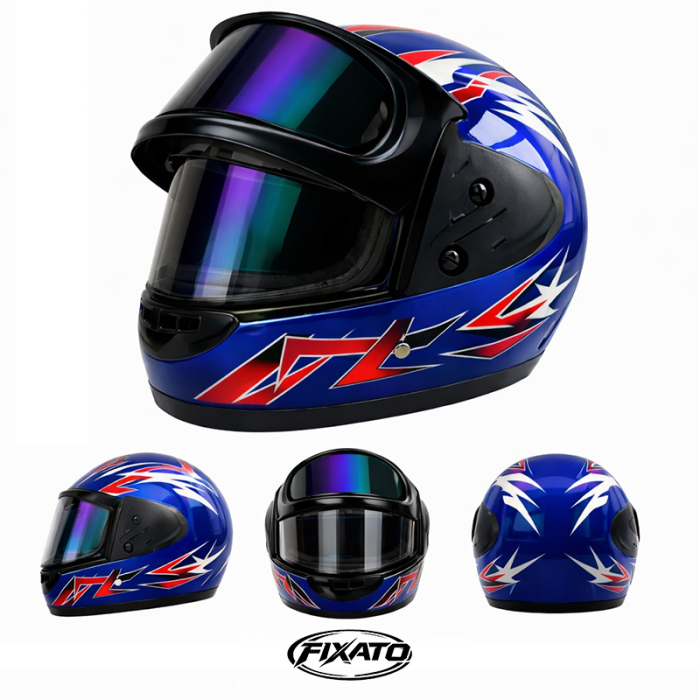 Casca Moto/Scuter Full Face FIXATO, Viziera Dubla, Marime Universala 59-62cm, Albastru [3]