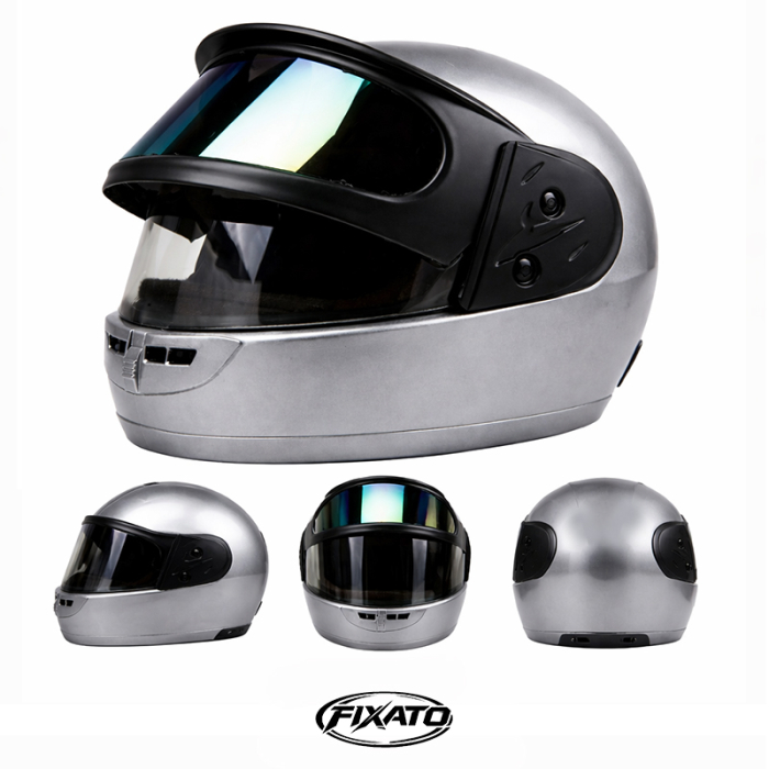 Casca Moto/Scuter Full Face FIXATO, Viziera Dubla, Marime Universala 59-62cm, Gri [3]