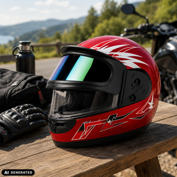 Casca Moto/Scuter Full Face FIXATO, Viziera Dubla, Marime Universala 59-62cm, Rosu [5]