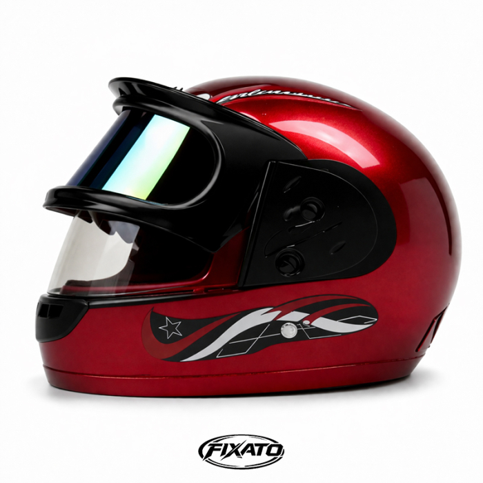 Casca Moto/Scuter Full Face FIXATO, Viziera Dubla, Marime Universala 59-62cm, Rosu [3]