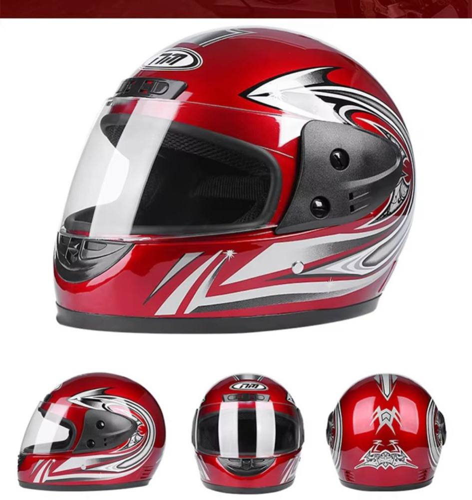 Casca moto/scuter Full face unisex, cu viziera, marime universala 56-62cm, rosie [2]