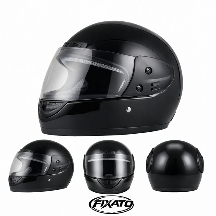 Casca Moto/Scuter Full Face FIXATO, Viziera Detasabila, Marime Universala 59-62cm, Negru Lucios [3]