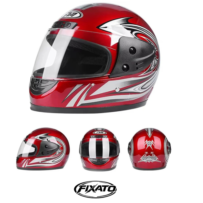 Casca Moto/Scuter Full Face FIXATO, Viziera Detasabila, Marime Universala 59-62cm, Rosie [3]