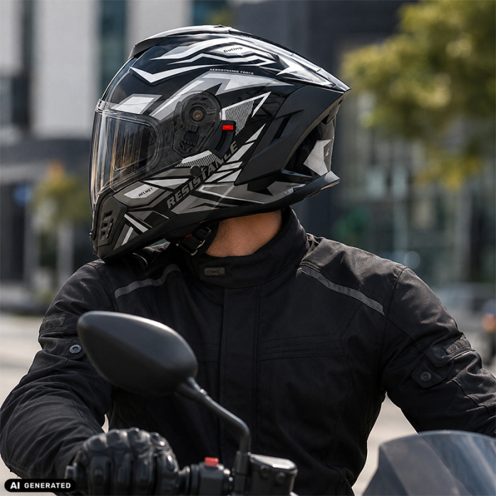 Casca Moto/Scuter Integrala FIXATO Raptor, Protectie UV, Viziera Dubla, Design Sportiv, Negru cu Gri, L 59-60cm [3]