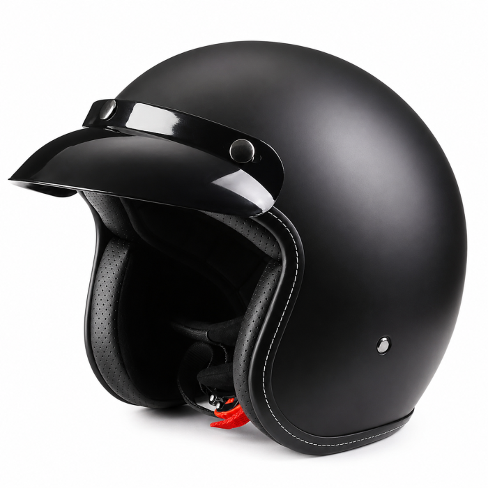 Casca Moto/Scuter Retro FIXATO Vintage, Interior Confortabil, Prindere rapida, Negru Mat [1]
