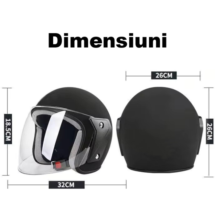 Casca moto/scuter unisex, cu vizor, marime universala 55-60cm, neagra [2]