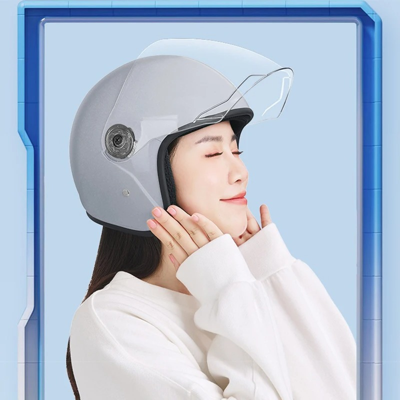 Casca moto/scuter unisex, cu vizor, marime universala 56-62cm, crem [3]