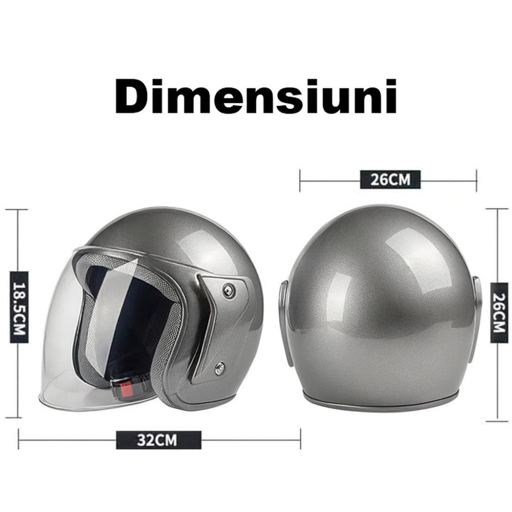 Casca moto/scuter unisex, cu vizor, marime universala 56-62cm, Gri [2]