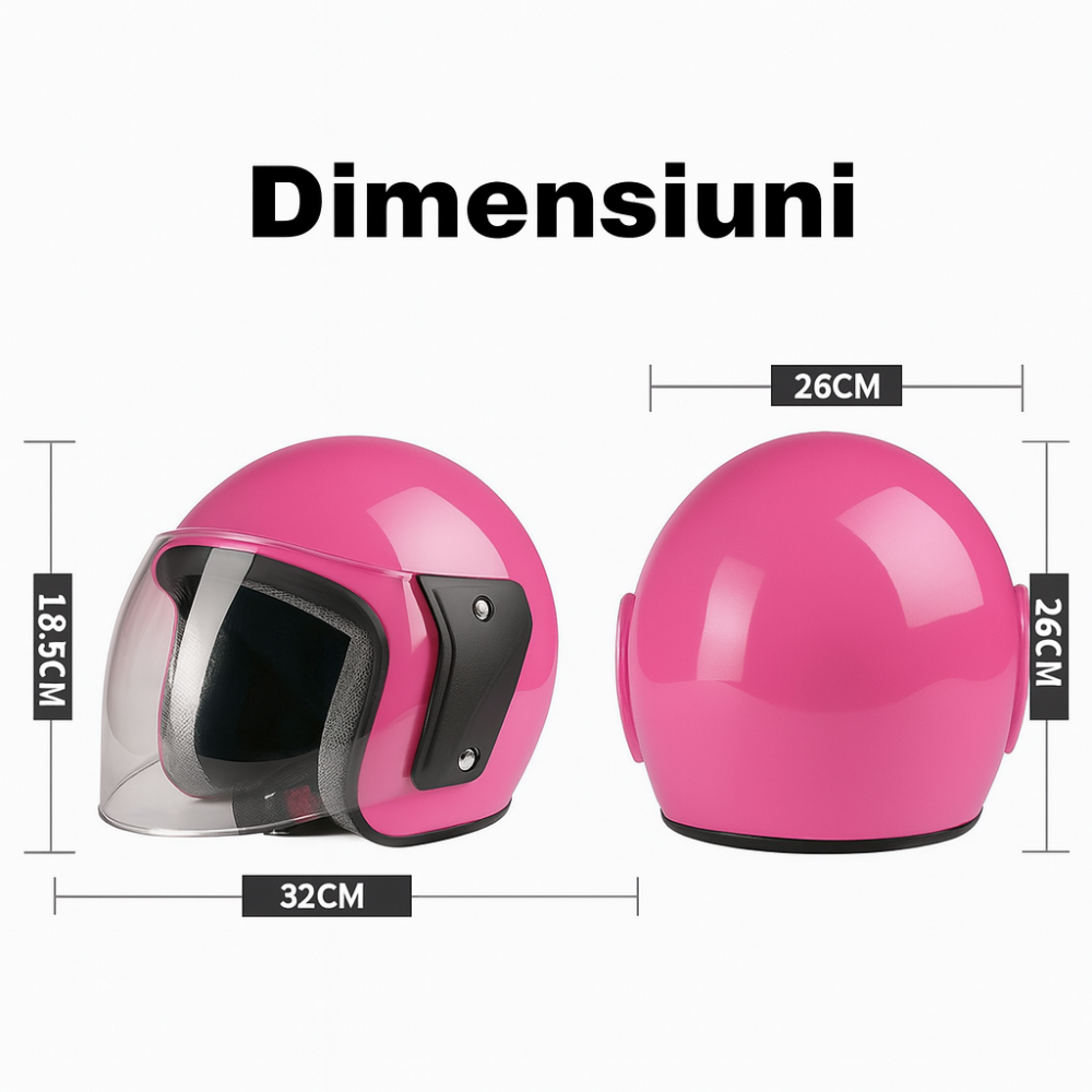 Casca moto/scuter unisex, cu vizor, marime universala 56-62cm, Roz [2]