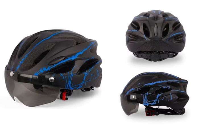 Casca protectie Bicicleta/Trotineta Electrica FIXATO, Viziera detasabila, Aerodinamica, Disipare buna a caldurii si Ventilatie eficienta, Dimensiune reglabila, Negru cu Albastru [5]
