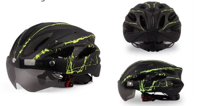 Casca protectie Bicicleta/Trotineta Electrica FIXATO, Viziera detasabila, Aerodinamica, Disipare buna a caldurii si Ventilatie eficienta, Dimensiune reglabila, Negru cu Verde [6]