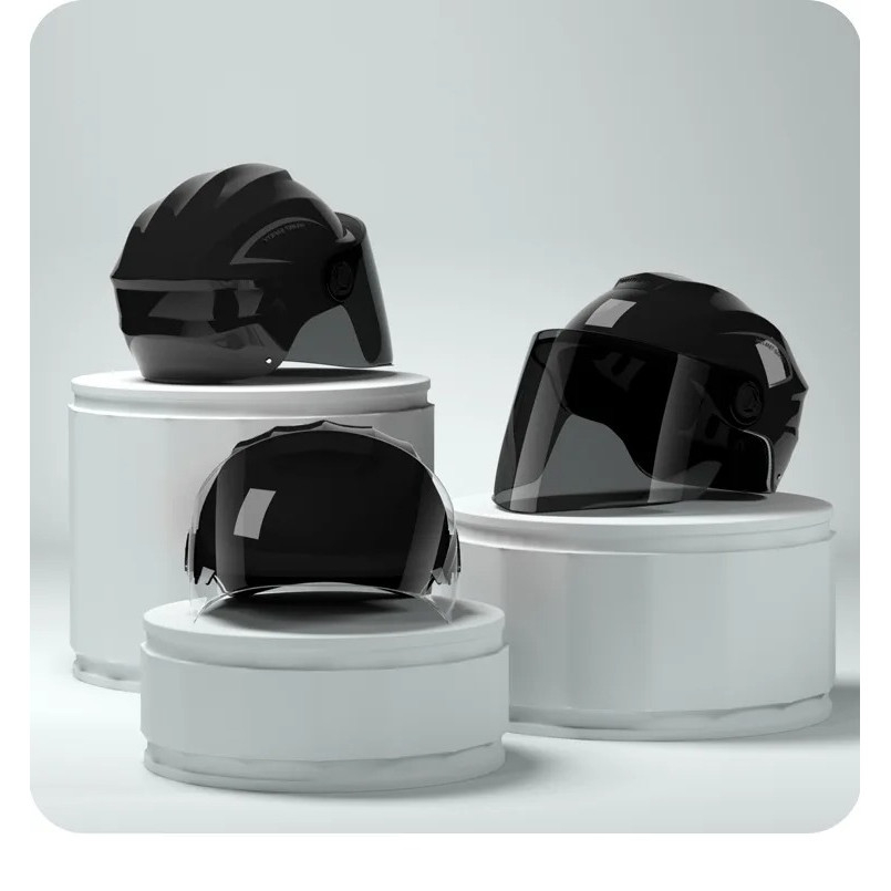 Casca scuter/bicicleta electrica Unisex cu vizor, marime universala 54-60 cm, Negru, FIXATO [2]