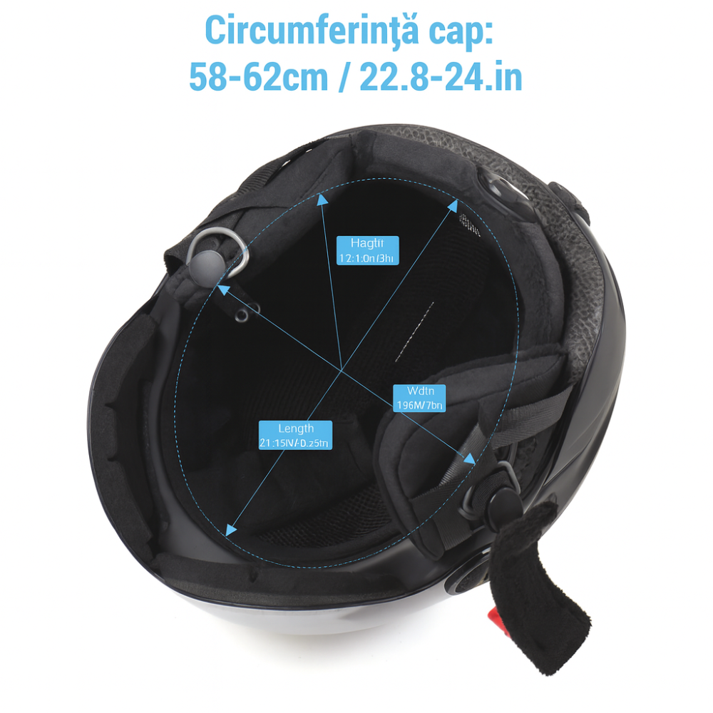 Casca Ski/Snowboard, Cu Viziera dubla anti-ceata si anti-UV, FIXATO, Dimensiune reglabila, Circumferinta 58-62, Alb [4]
