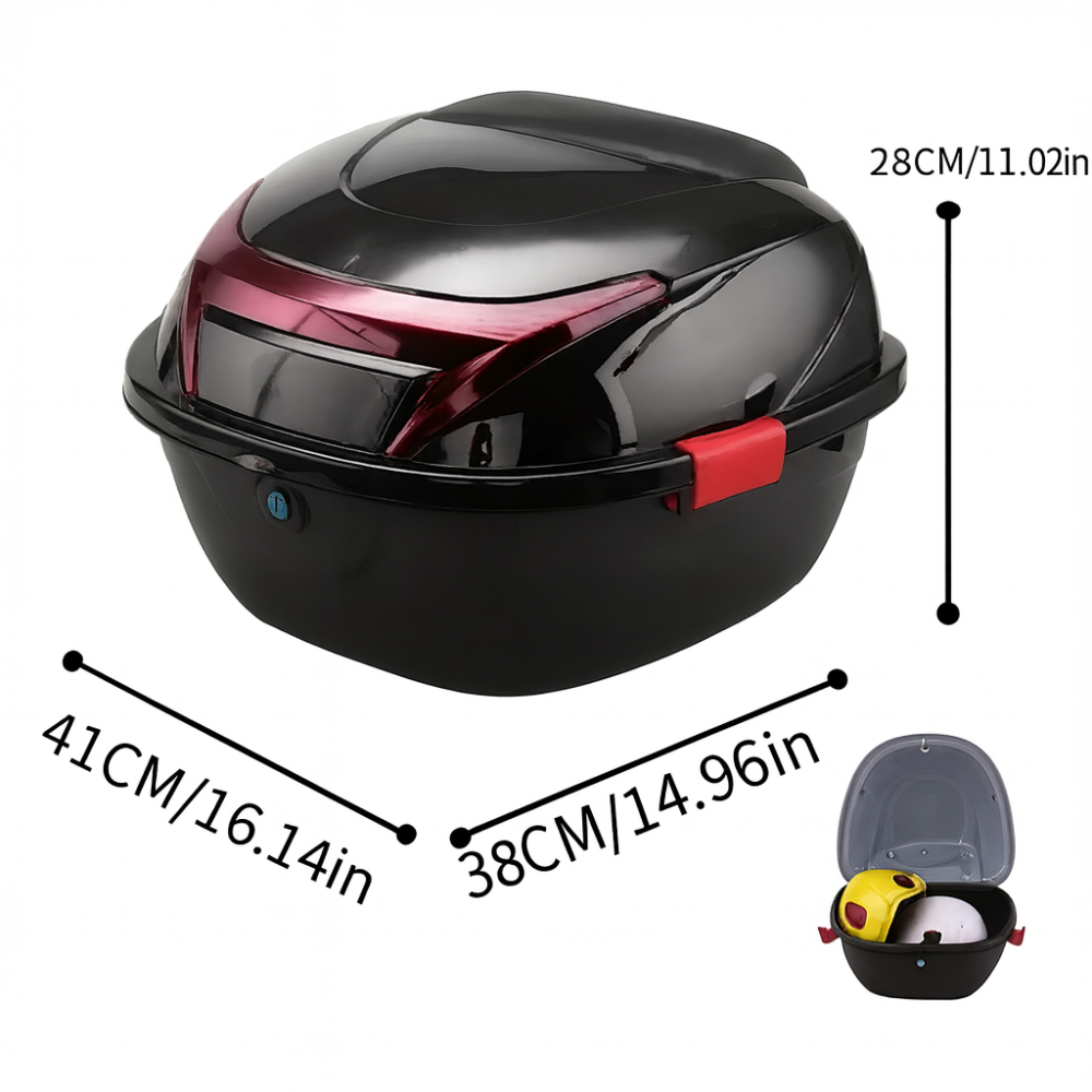 Cutie portbagaj moto / scuter, 41x38x28 cm, FIXATO, cu cheie și sistem antifurt, Negru [3]